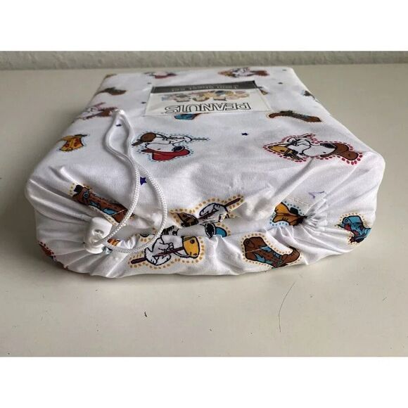 3 Pc PEANUTS Snoopy Cowboy TWIN Sheet Set By Berkshire Super Soft White NEW - Picture 13 of 13